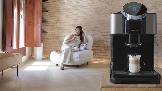 Cecotec Cremmaet Spin Automatische Espressomaschine 1450W Druck 19bar für Cappuccino mit Mahlwerk Gray