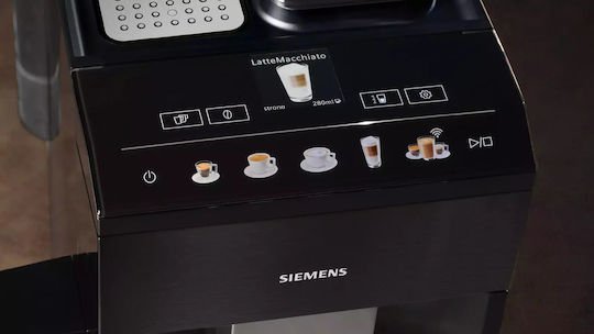 Siemens Eq500 Αυτόματη Μηχανή Espresso 1500W Πίεσης 15bar για Cappuccino με Μύλο Άλεσης Μαύρη 1307069