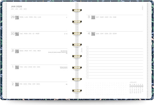 Filofax A5 Garden Dusk Weekly Agenda A5 2026 17x21.5cm