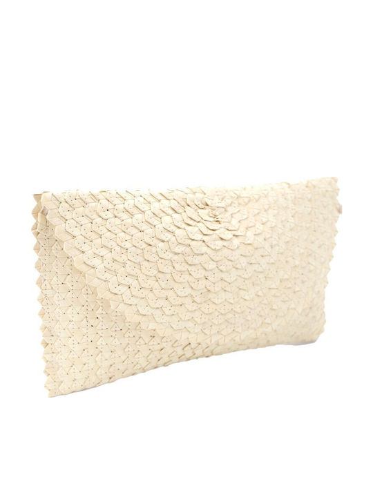 Beige Straw Women's Clutch