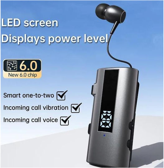 K92 In-ear Bluetooth Handsfree Ακουστικό Πέτου Μαύρο