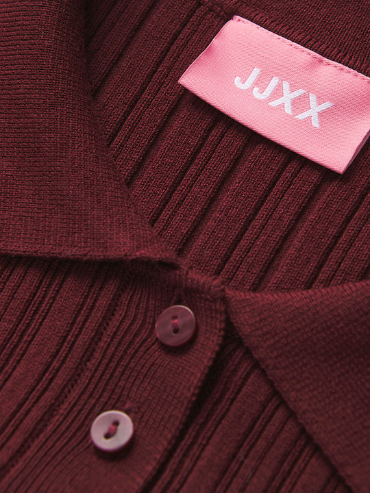 Damen Polo Bluse Kurzarm Bordeaux