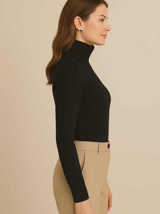 Damen Pullover Rollkragen Black