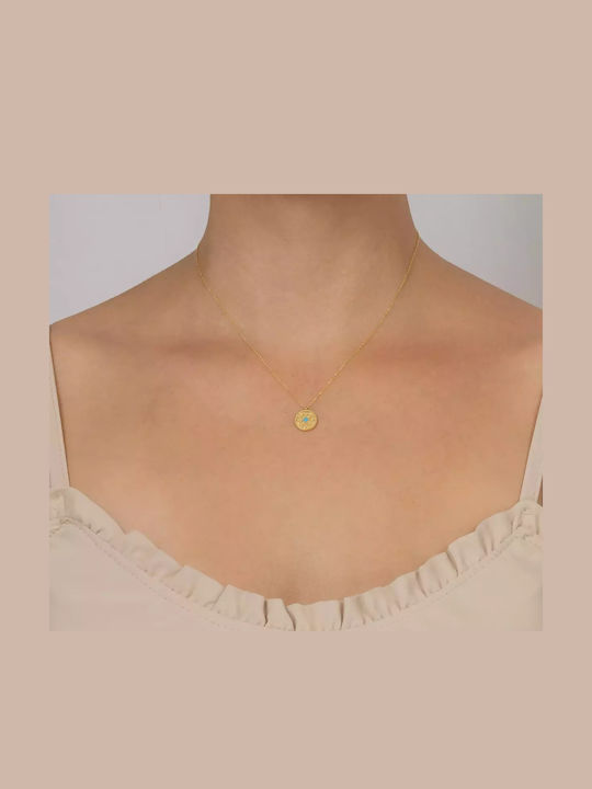 Byzantinische Halskette mit Talisman aus 14K Gold Türkis