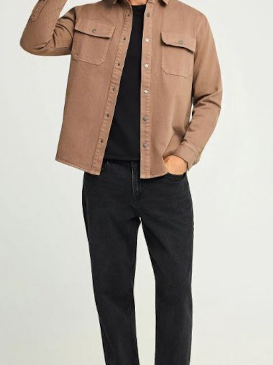 Long Sleeve Denim Overshirt Brown