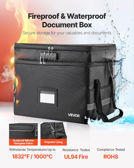 Vevor Fireproof & Waterproof Document Box 16.53x13.18x13.77 Inches Temperature Resistance Up To 1000°C Lock & Double Storage Xsfhdsczddcrclkqy001v0