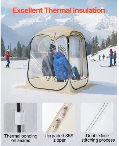 Vevor Winter Fishing Tent Pop Up Transparent for 1 Person 127x127x170cm