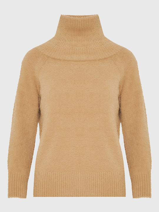 Damen Pullover Rollkragen Beige