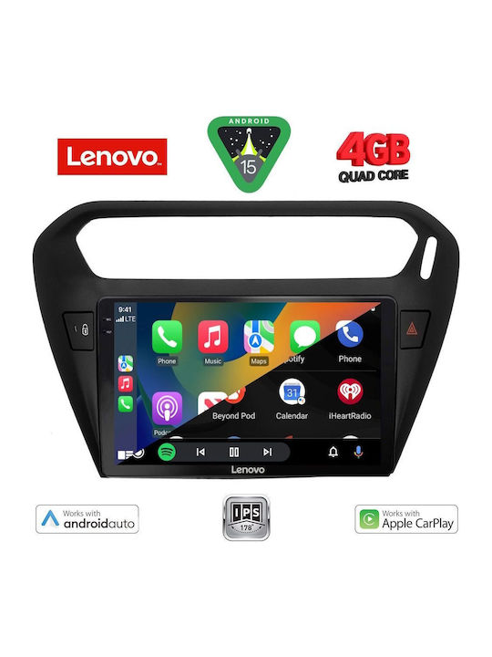 Lenovo Car Audio System for Peugeot 301 Citroen C-Elysee 2013 (Bluetooth/USB/WiFi/GPS/Apple-Carplay/Android-Auto) with Touch Screen 9"