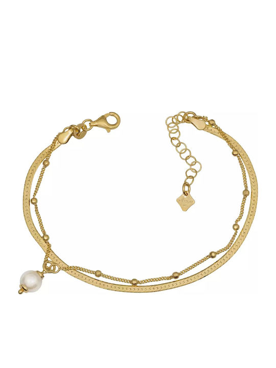 Vogue Damen Armband Kette aus Silber Vergoldet mit Perlen