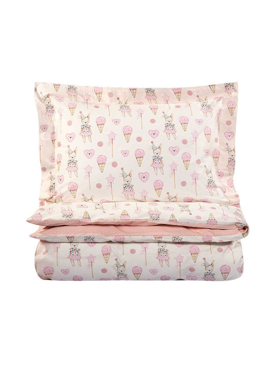 Das Home Set Kids Duvet Cover Single With Cotton Pillowcase Ivory Pink 160x240cm