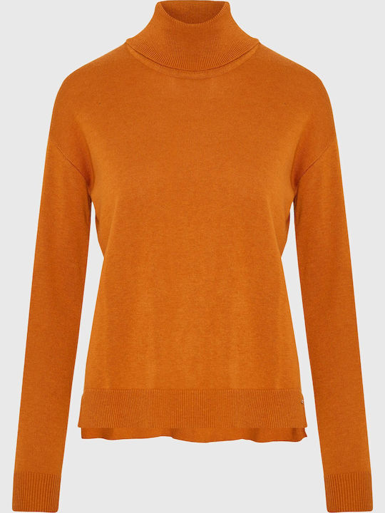 Women's Sweater Cotton Turtleneck Brown