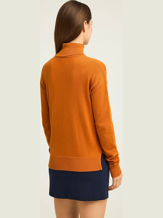 Women's Sweater Cotton Turtleneck Brown