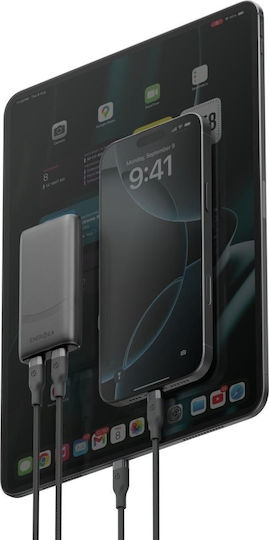 Energea Φορτιστής Χωρίς Καλώδιο GaN με 2 Θύρες USB-C 65W Power Delivery / Quick Charge 3.0 Γκρι (TravelWorld Edge)