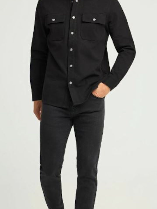 Long Sleeve Denim Overshirt Black