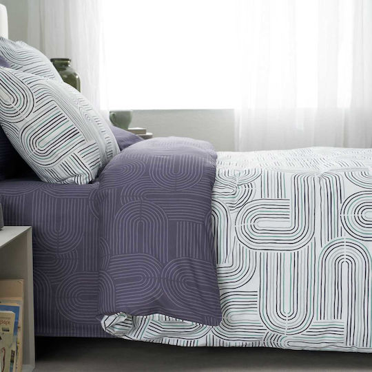 Vesta Home Duvet Cover Set Cotton Single with Pillowcase 170x240 Lorena Petrol-grey