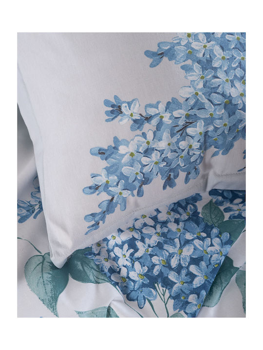 Rythmos Bettbezug-Set Baumwolle Übergröße mit 2 Kissenbezügen 220x250 Eve Blue