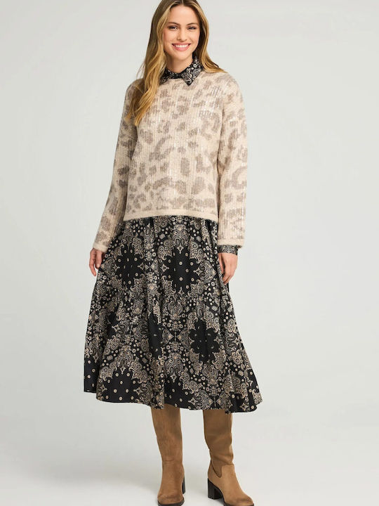 Damen Pullover Tierdruck Leopard