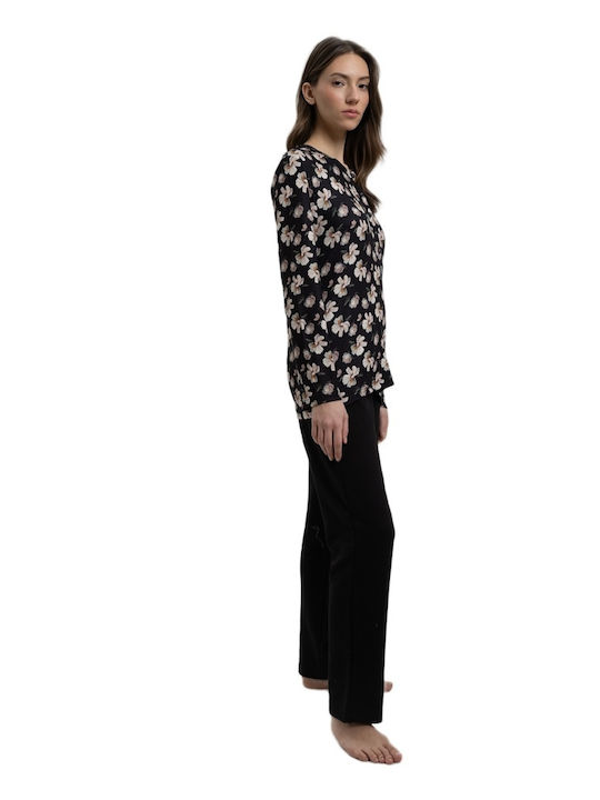 Giota Winter Damen Pyjama-Set Schwarz
