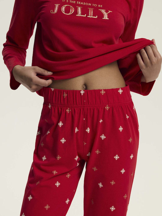 Henderson Winter Damen Pyjama-Set Rot