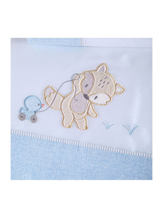 Rythmos Blanket Cot Fox Waffle Light Blue 120x150cm