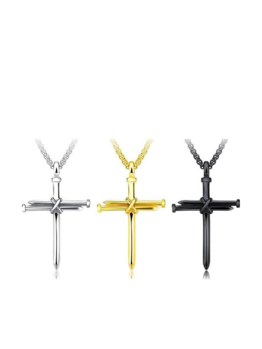 Ασημένιος Σταυρός Κολίε Καρφιά Silver Cross Necklace Made Nails Molfs