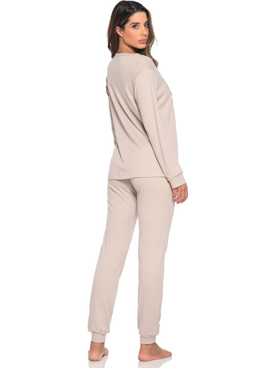 Clio Lingerie Winter Women's Pyjama Set Sand