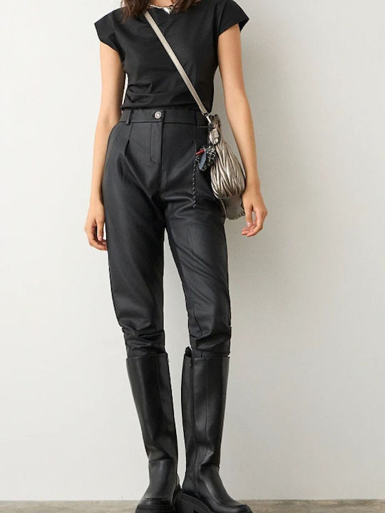 Dama Tesatura Pantaloni cu Croială Normală Black