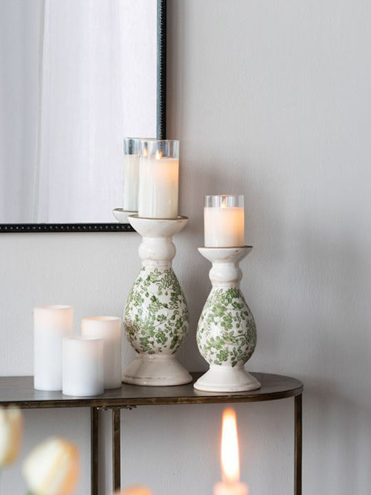 Artekko Aurelion Candle Holder Ceramic in White Color 12x25.5x12cm 1pcs