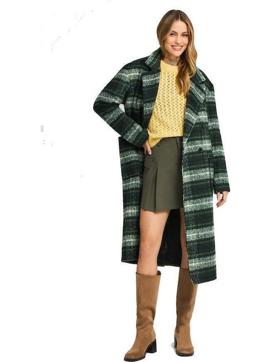 Women's Checked Plaid Coat Oversized with Buttons