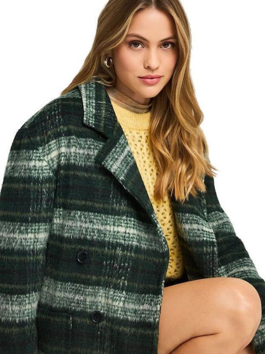 Women's Checked Plaid Coat Oversized with Buttons