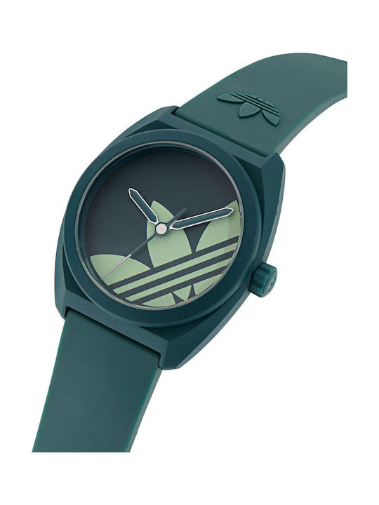 adidas Women's Watch with Green Rubber Strap