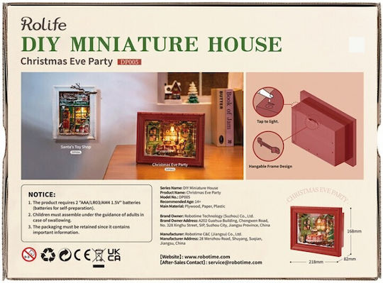 Rolife Construction Toy Wooden Robotime Christmas Eve Party with Frame LED for Children 14+ Years