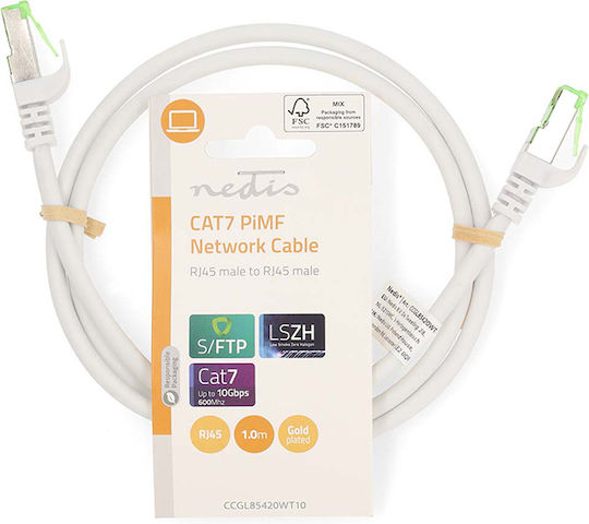 Nedis S/FTP Cat.7 (10Gbps) Καλώδιο Δικτύου Ethernet 1m Λευκό 7τμχ