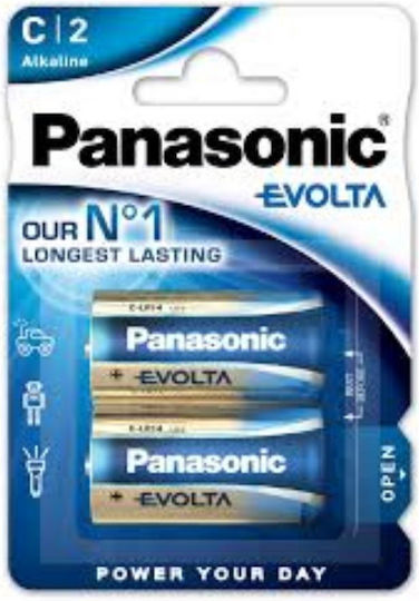 Panasonic 2 Pack Alkaline Batteries C Evolta 1.5V