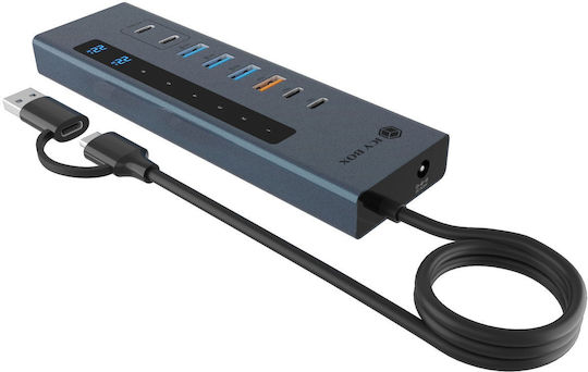 Icy Box Hub 11 Θυρών USB 3.2 με σύνδεση USB-A Γκρι