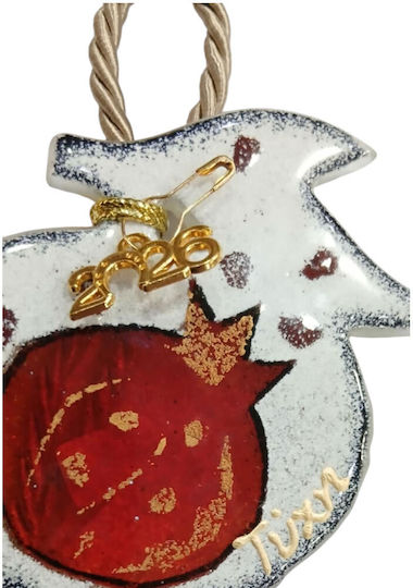 Kalliopi Silver Handmade Hanging Lucky Charm Pomegranate White made of Glass 2026 8x10cm 1pcs
