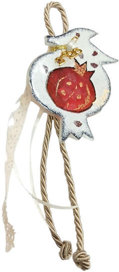 Kalliopi Silver Handmade Hanging Lucky Charm Pomegranate White made of Glass 2026 8x10cm 1pcs
