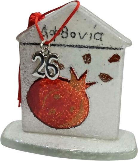 Kalliopi Silver Handmade Настолници Гоури Къща Бял от Стъкло 2026 5.5x8см 1бр Kalliopi Silver Handmade Настолници Гоури Къща Бял от Стъкло 2026 5.5x8см 1бр