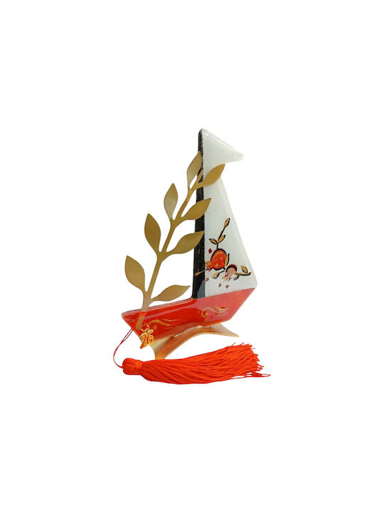 Kalliopi Silver Handmade Tabletop Lucky Charm Boat White made of Metal 2026 15x20cm 1pcs