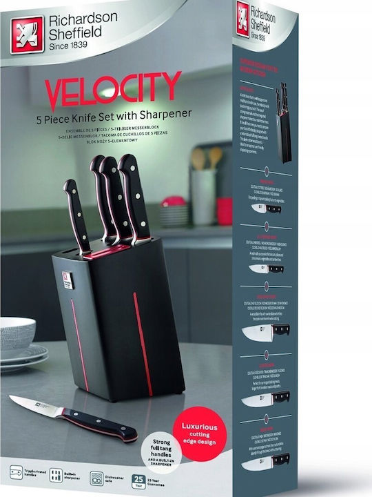 Richardson Sheffield Velocity Σετ Μαχαίρια με Βάση από Ανοξείδωτο Ατσάλι 5τμχ