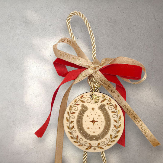 Strawberry 3D Handmade Hanging Lucky Charm Horseshoe made of Wood 2026 8x8cm 1pcs