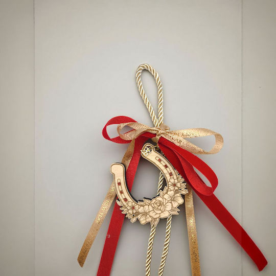 Strawberry 3D Handmade Hanging Lucky Charm Horseshoe made of Wood 2026 8x8cm 1pcs