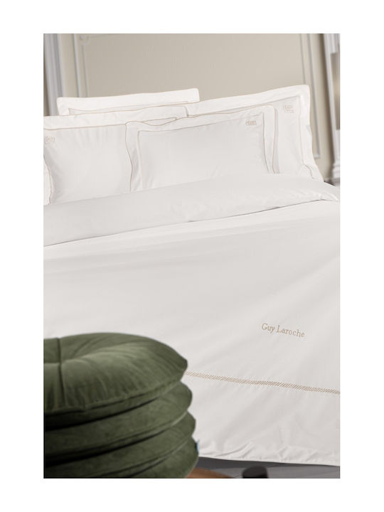 Guy Laroche Set Duvet Cover Cotton Satin 240x250cm Super King with 2 Pillowcases Elite Ivory-Beige
