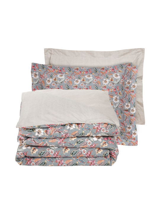 Das Home Комплект Плик за Завивка Памучен Кинг Сайз с 2 Калъфки 220x240 3176 Grey, Pink