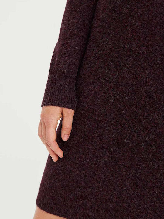 Rochie Mini Tricotată Burgundy
