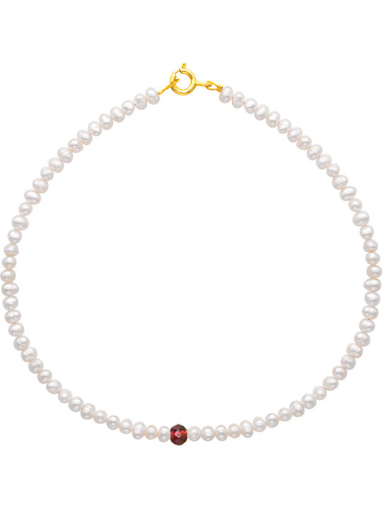 White Pearl Zircon 925 Silver Gold Plated Anklet L124419m