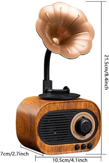 Old Street Audio Ηχείο Bluetooth 5W με Ραδιόφωνο και Διάρκεια Μπαταρίας έως 3 ώρες Καφέ