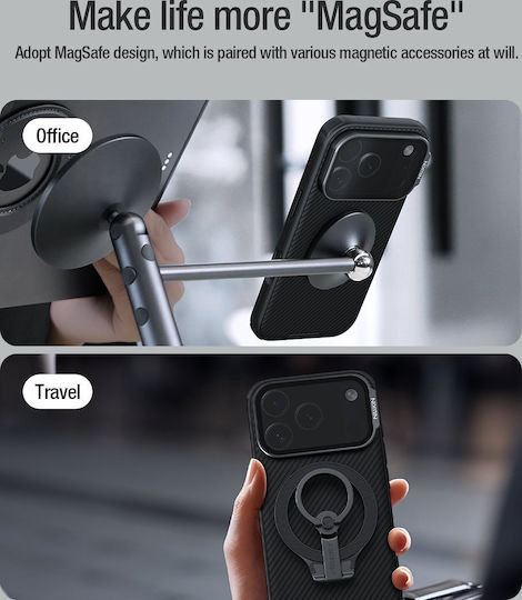 Nillkin Camshield Prop Magnetic Umschlag Rückseite Kunststoff / Silikon Schwarz (iPhone 17 Pro)