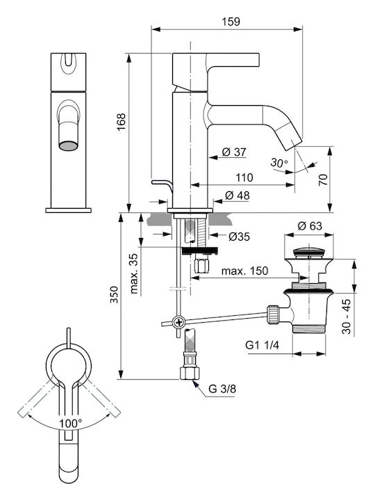 Ideal Standard Joy Миксер Смесител за мивка Сив